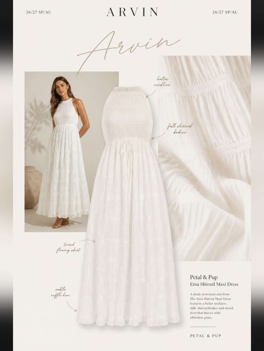 Petal & Pup Ema Shirred Maxi Dress
